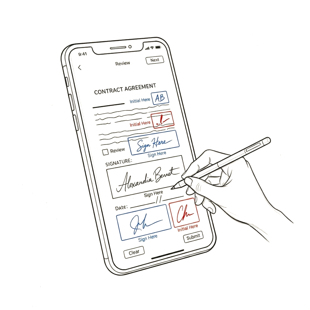 Send: recipients receive a signing link by email